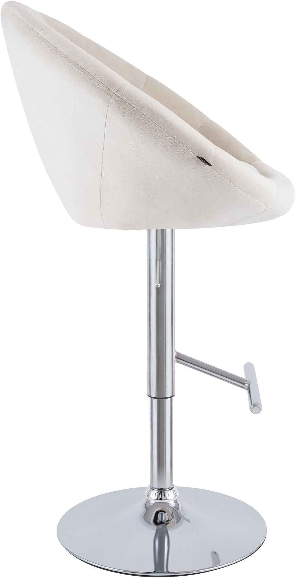 Barkruk London fluweel creme,chroom creme