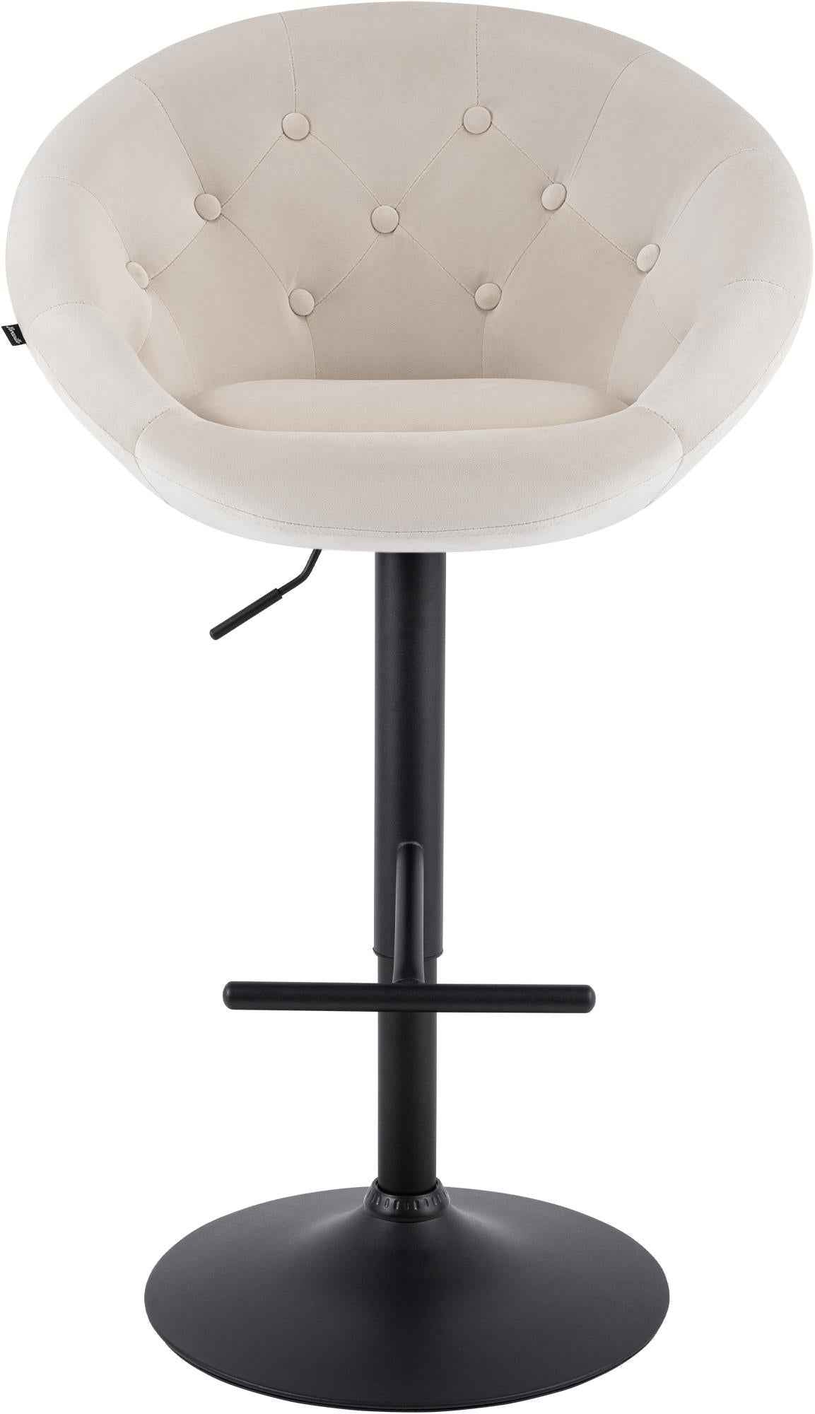 Barkruk London fluweel creme,zwart creme