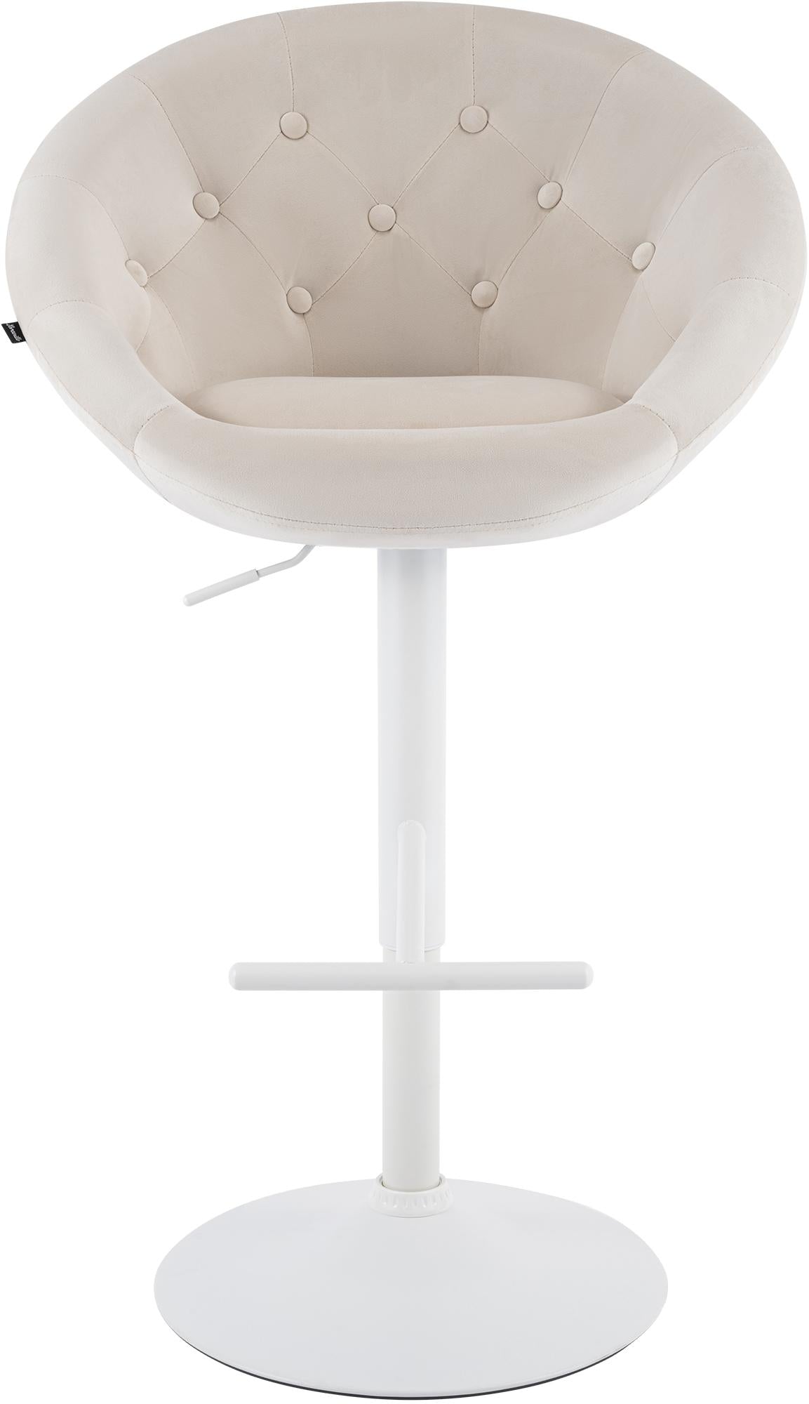 Barkruk London fluweel creme,wit creme