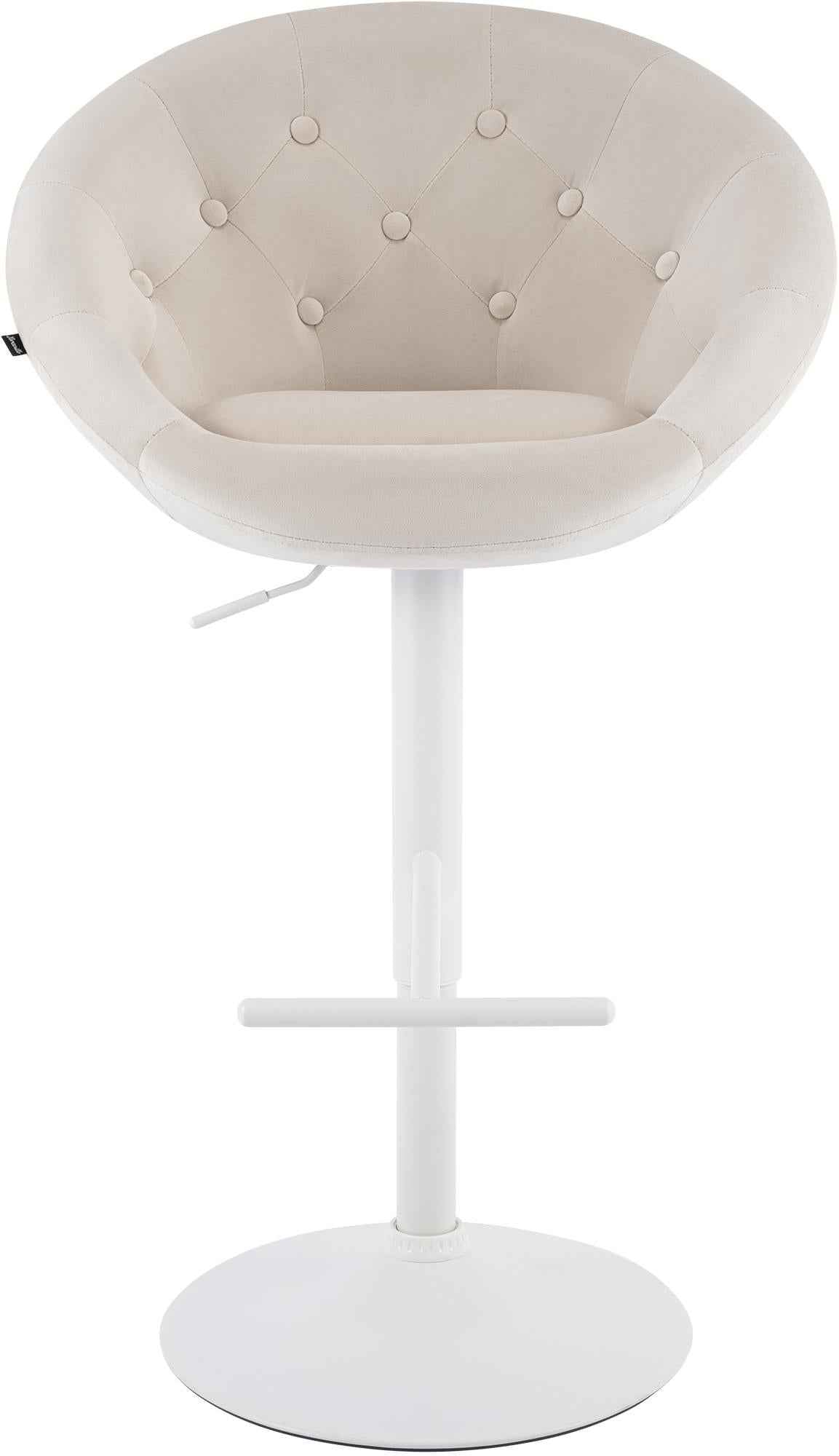 Barkruk London fluweel creme,wit creme