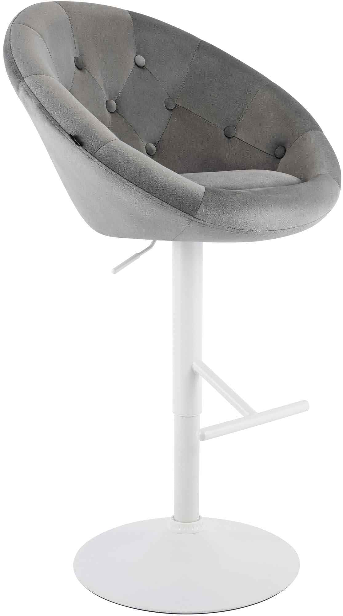 Barkruk London fluweel grijs,wit grau