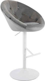 Barkruk London fluweel grijs,wit grau