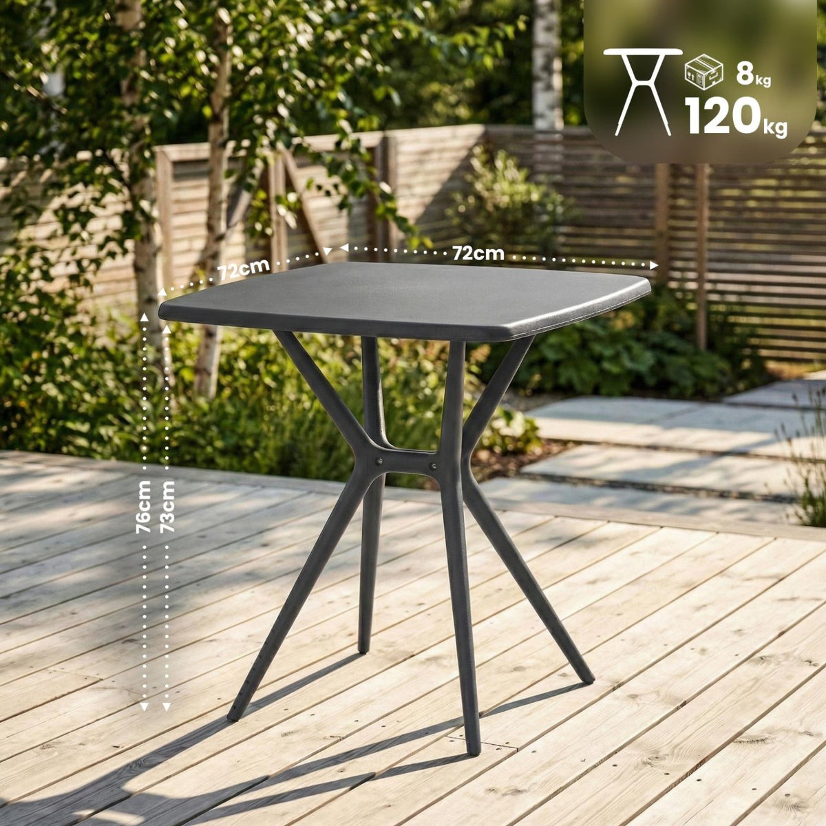 Tisch Becky eckig 72 x 72 cm dunkelgrau
