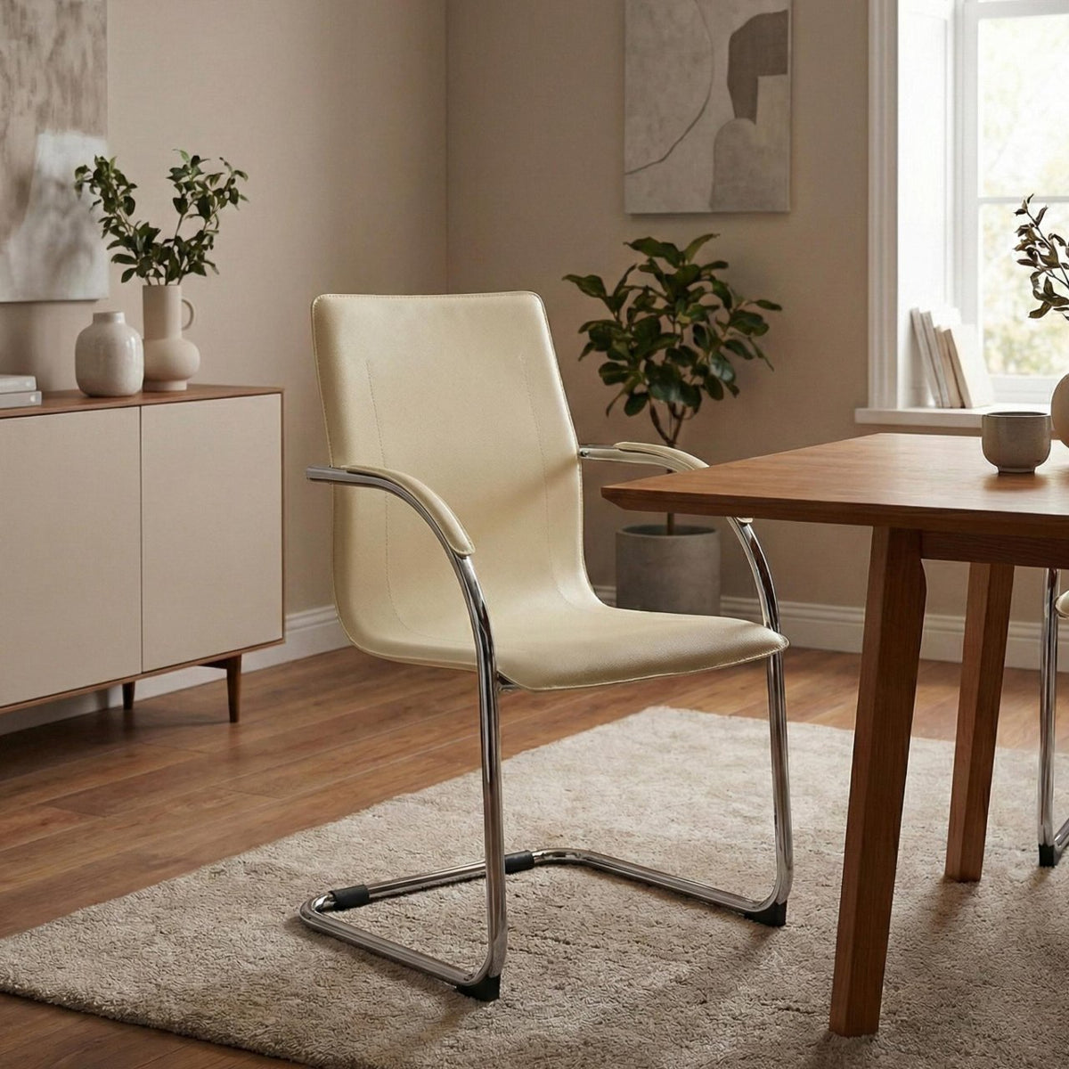 Sledestoel Noeleen kunstleer creme creme