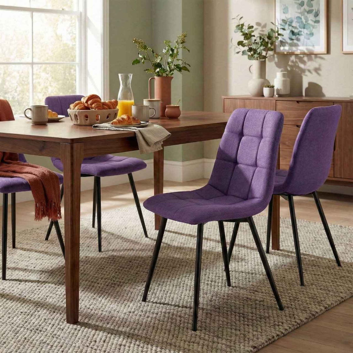 Eetkamerstoel Antibes Stof purper lila