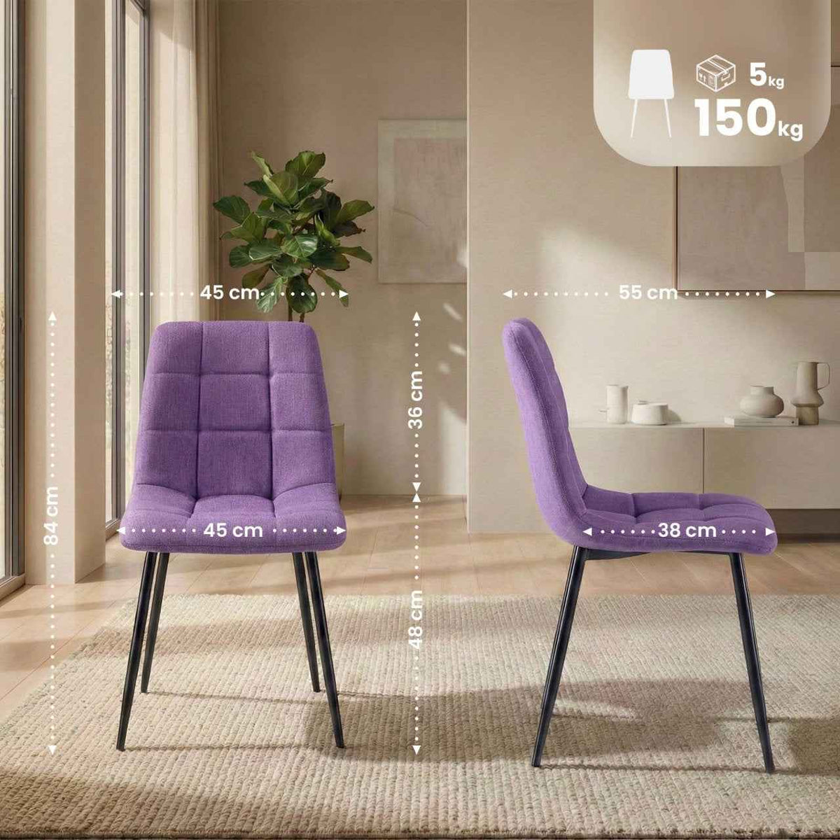 Eetkamerstoel Antibes Stof purper lila