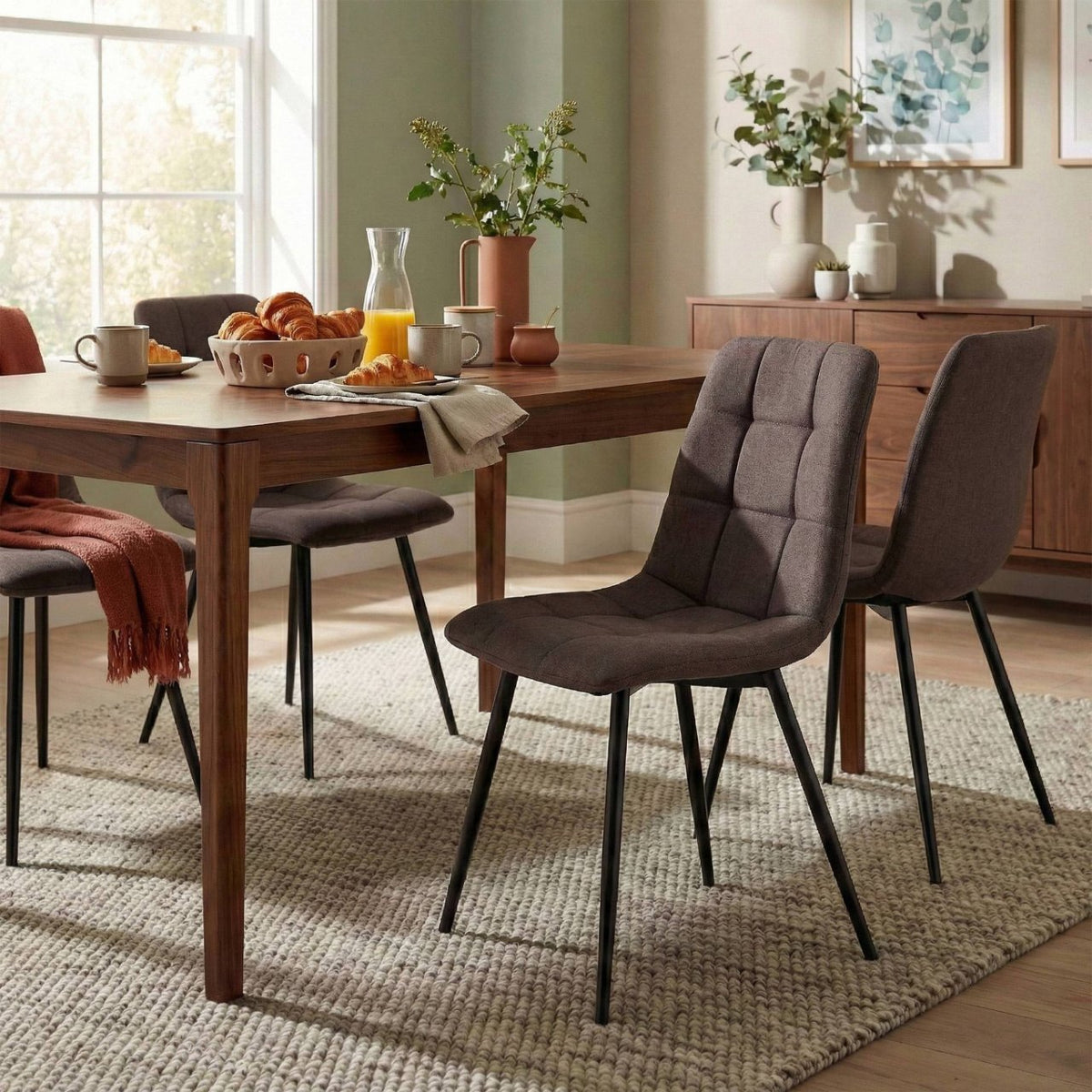 Set van 4 eetkamerstoelen Antibes stof bruin braun