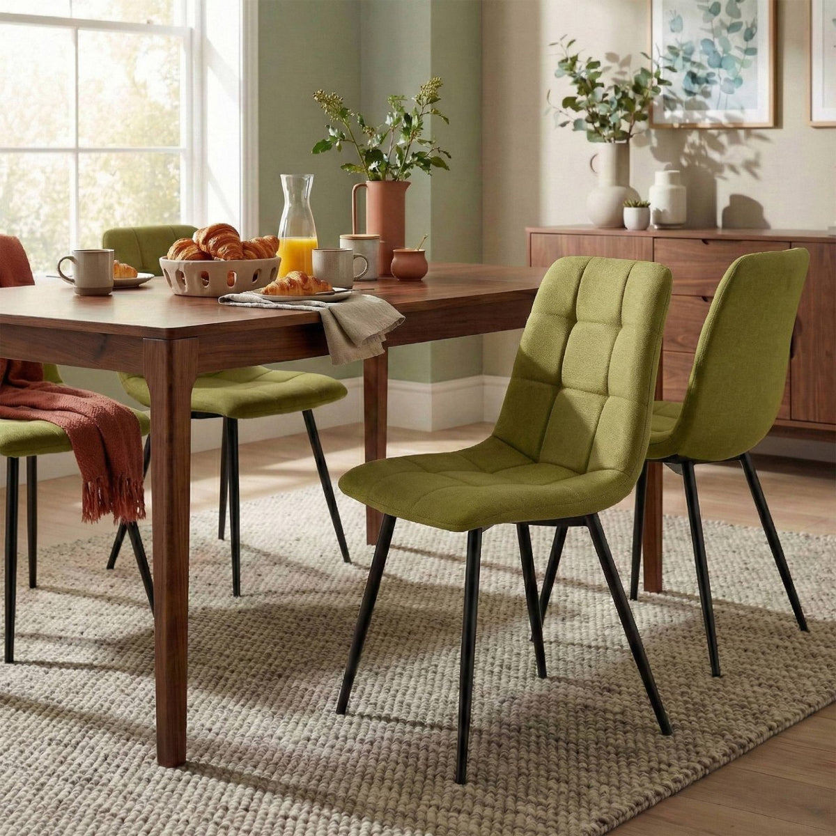 Set van 4 eetkamerstoelen Antibes stof groen grün