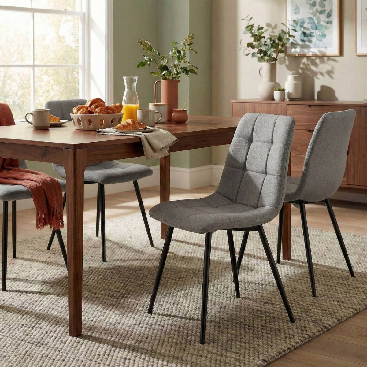 Set van 4 eetkamerstoelen Antibes stof licht grijs hellgrau