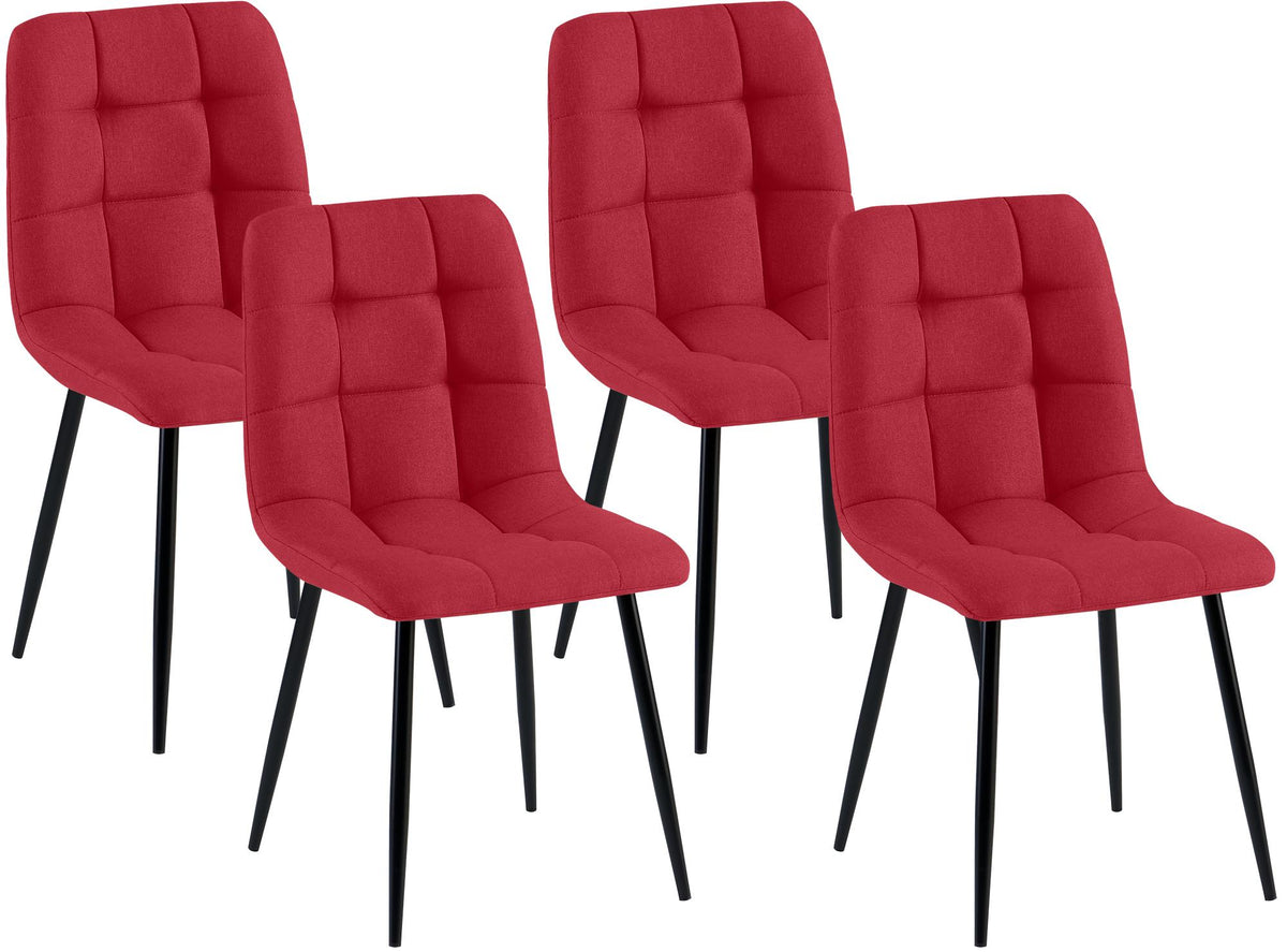 Set van 4 eetkamerstoelen Antibes stof rood rot
