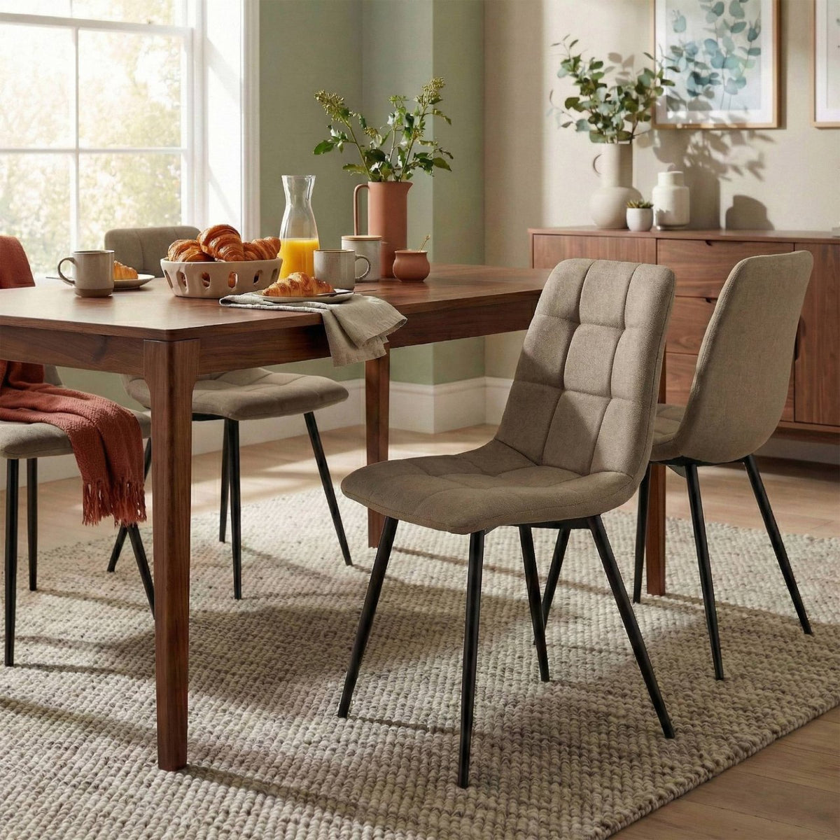 Set van 4 eetkamerstoelen Antibes stof taupe taupe