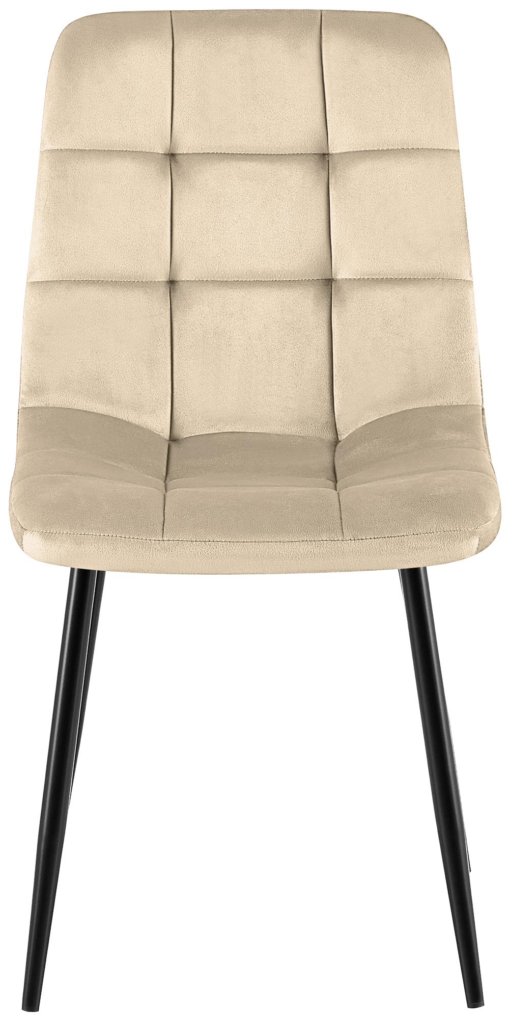 Set van 4 Eetkamerstoelen Antibes Fluweel cremewit cremeweiß