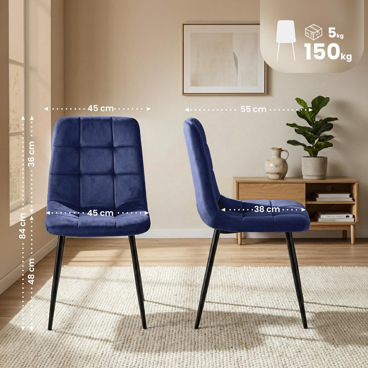 Eetkamerstoel Antibes blauw blau