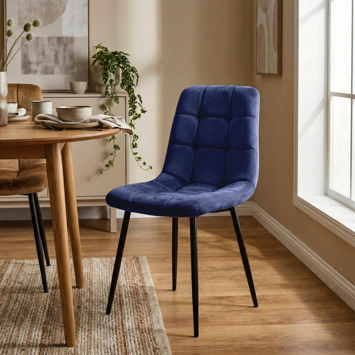 Set van 4 Eetkamerstoelen Antibes Fluweel blauw blau
