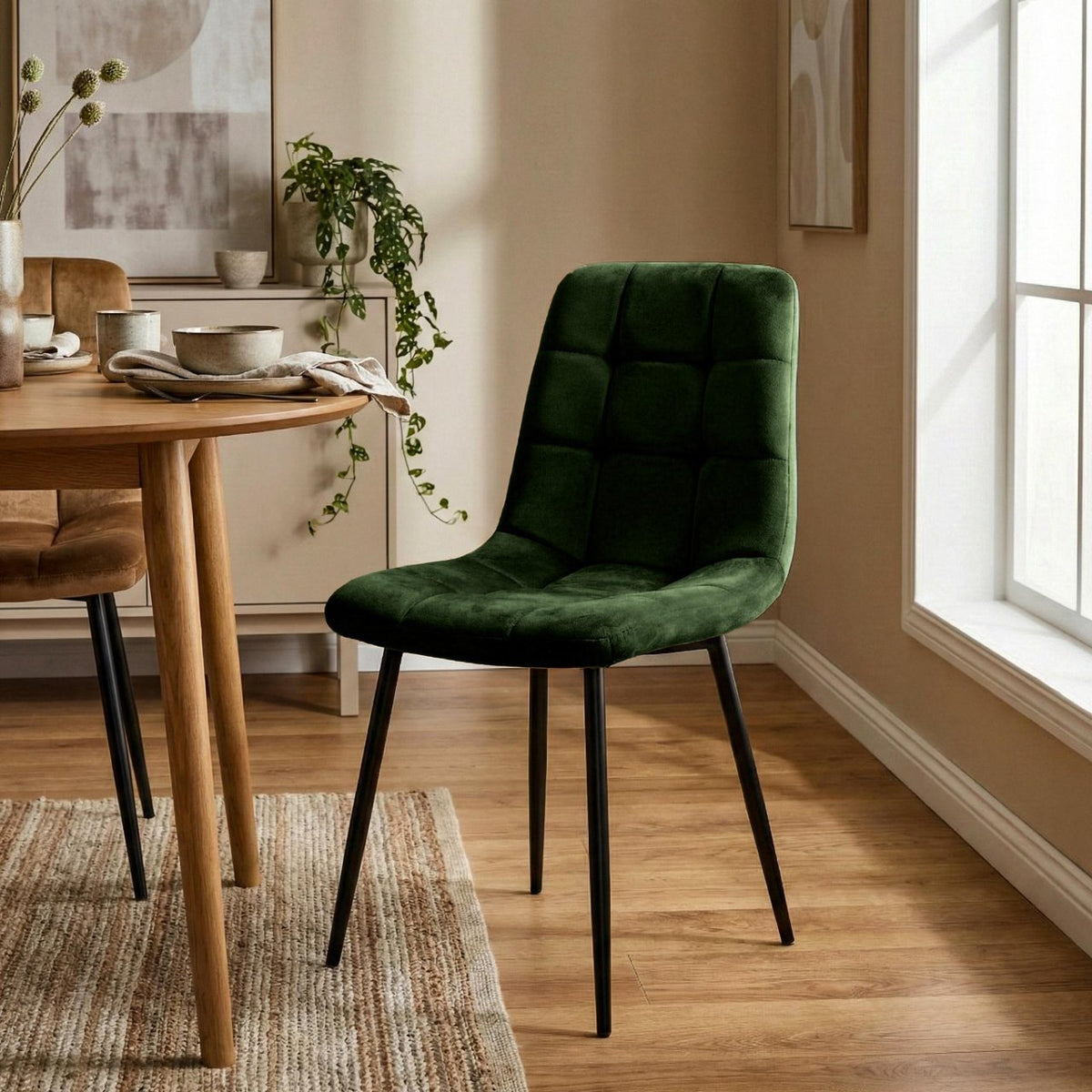 Set van 4 Eetkamerstoelen Antibes Fluweel groen grün