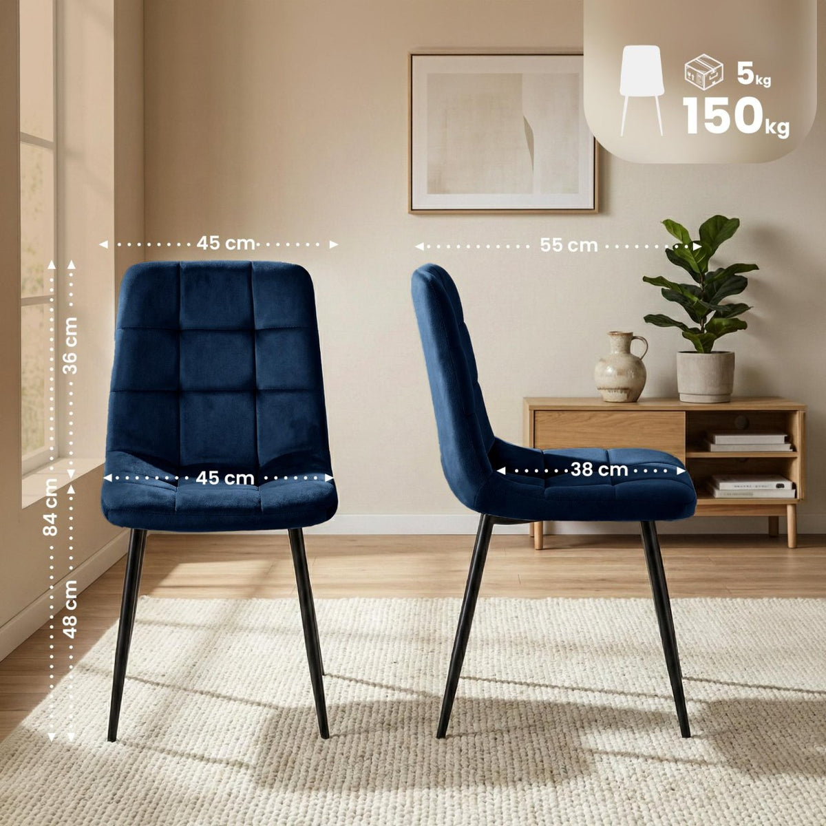 Eetkamerstoel Antibes donkerblauw dunkelblau
