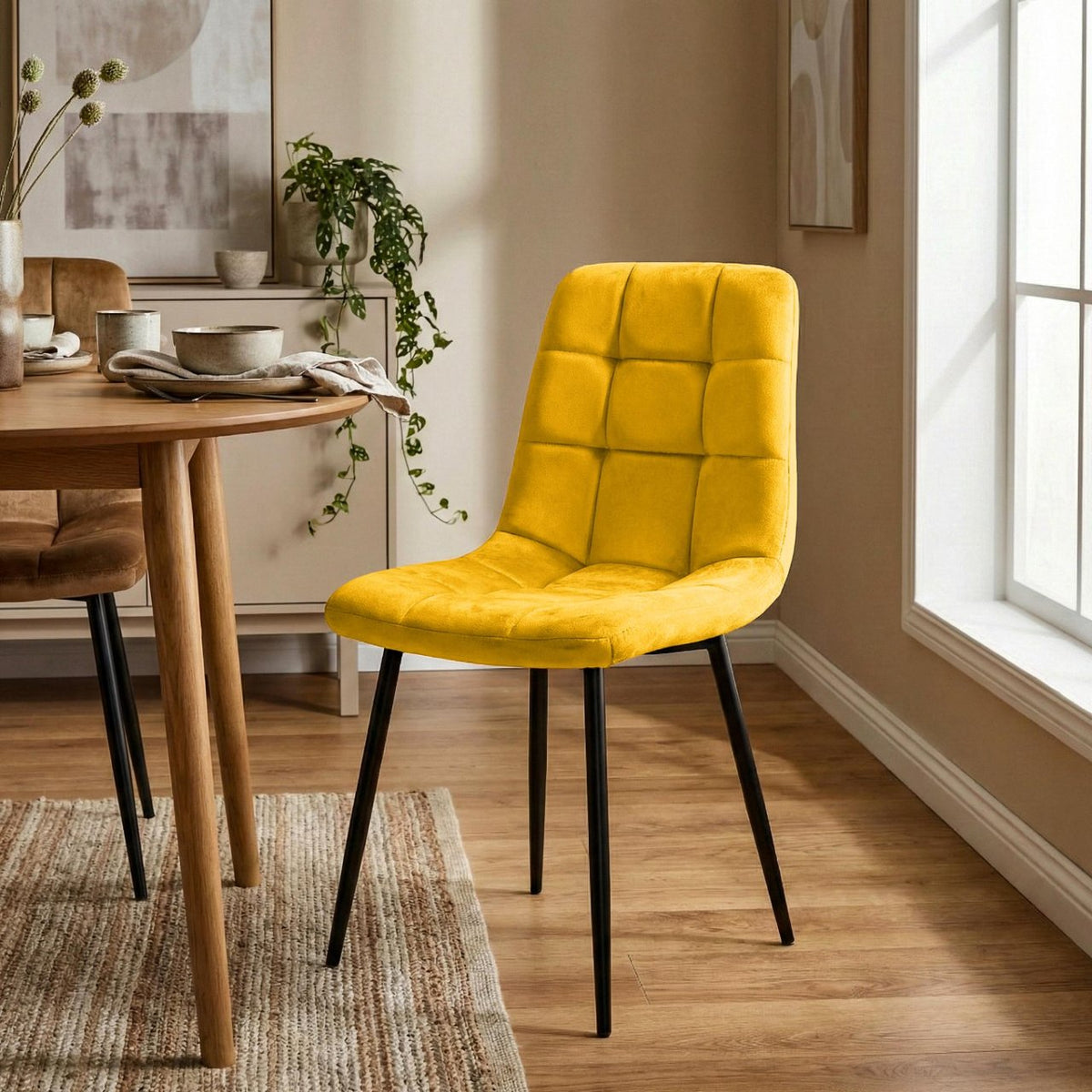 Set van 4 Eetkamerstoelen Antibes Fluweel geel gelb