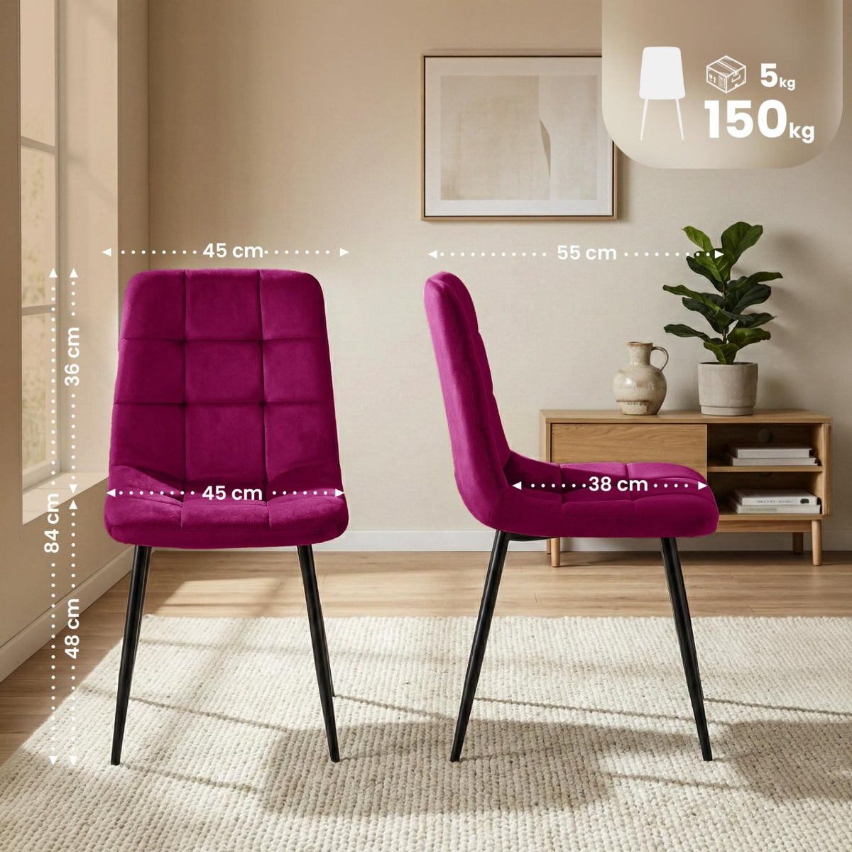 Set van 4 Eetkamerstoelen Antibes Fluweel purper lila