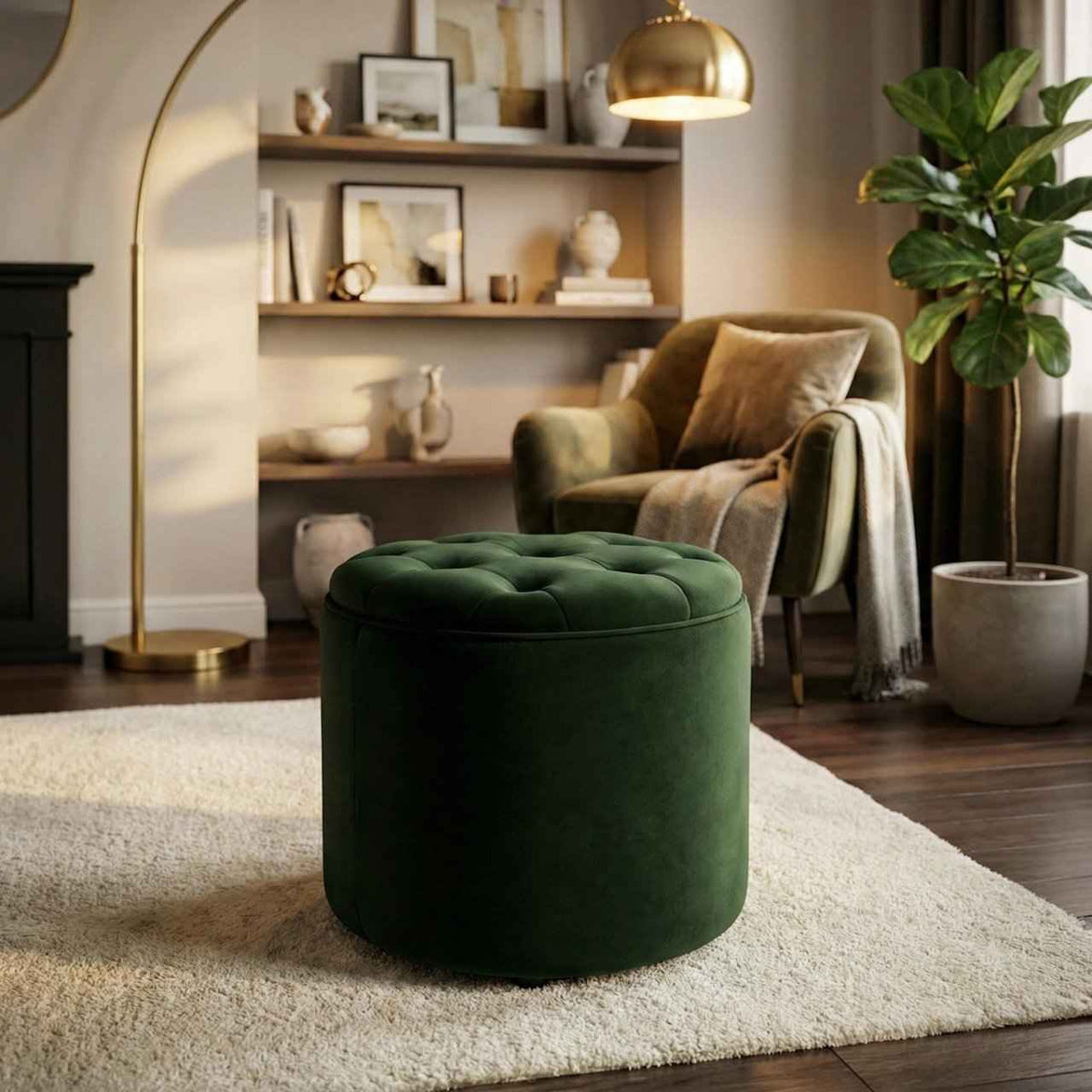Poef Pantin fluweel groen grün
