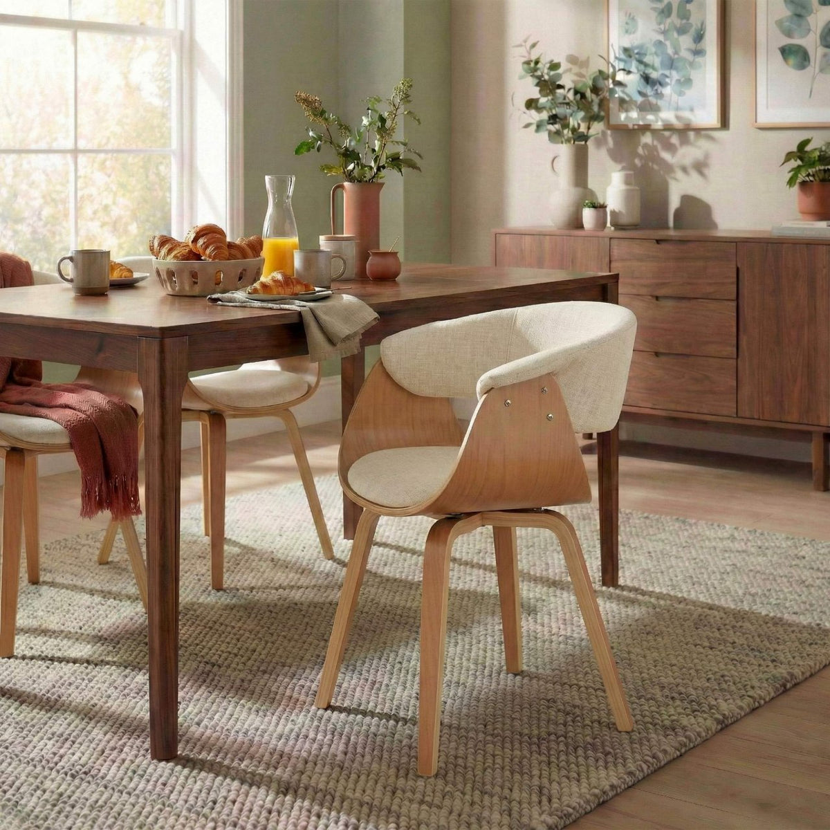 Set van 2 Eetkamerstoelen Bruce stof natura/creme natura/creme