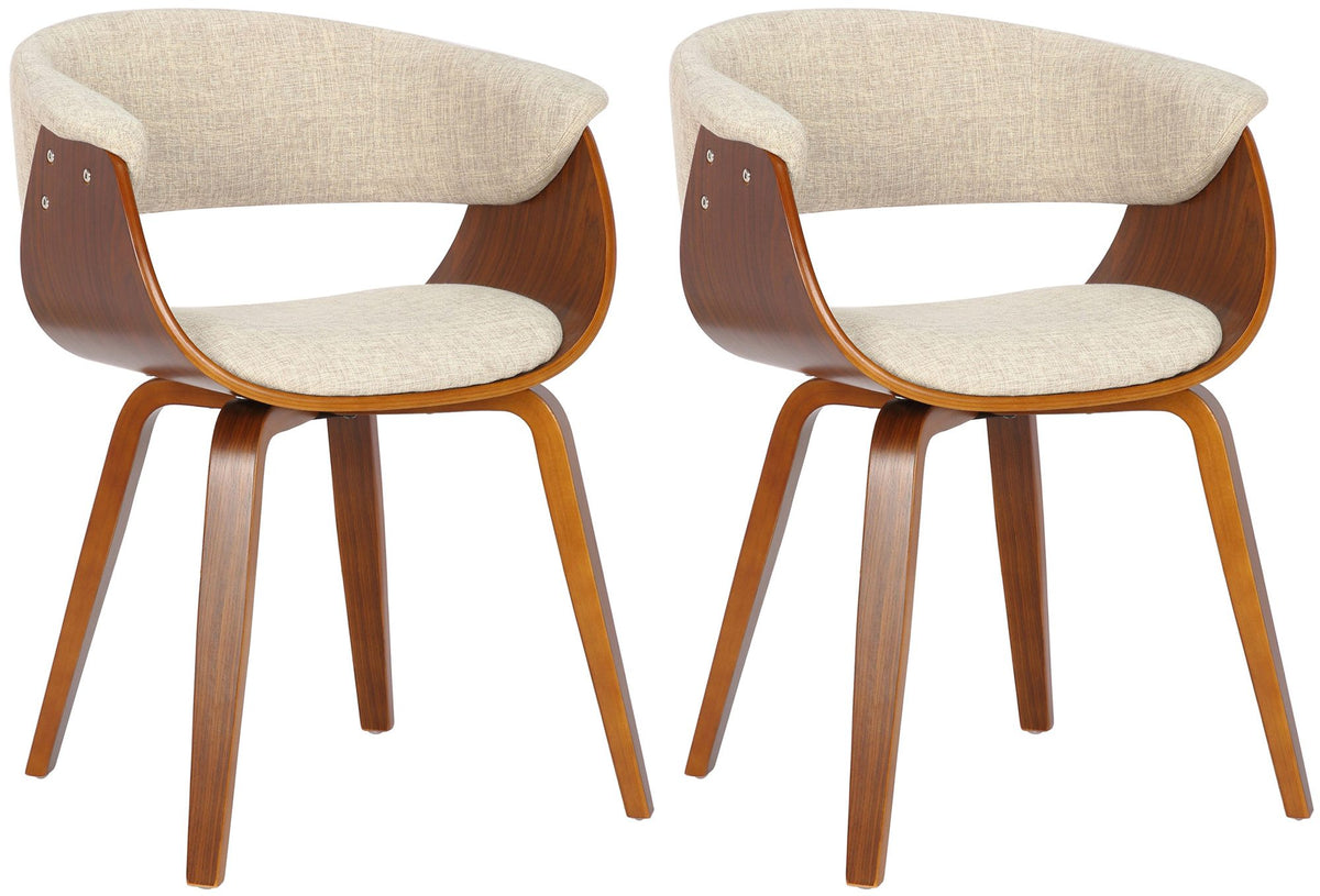 Set van 2 Eetkamerstoelen Bruce stof walnoot/creme walnuss/creme