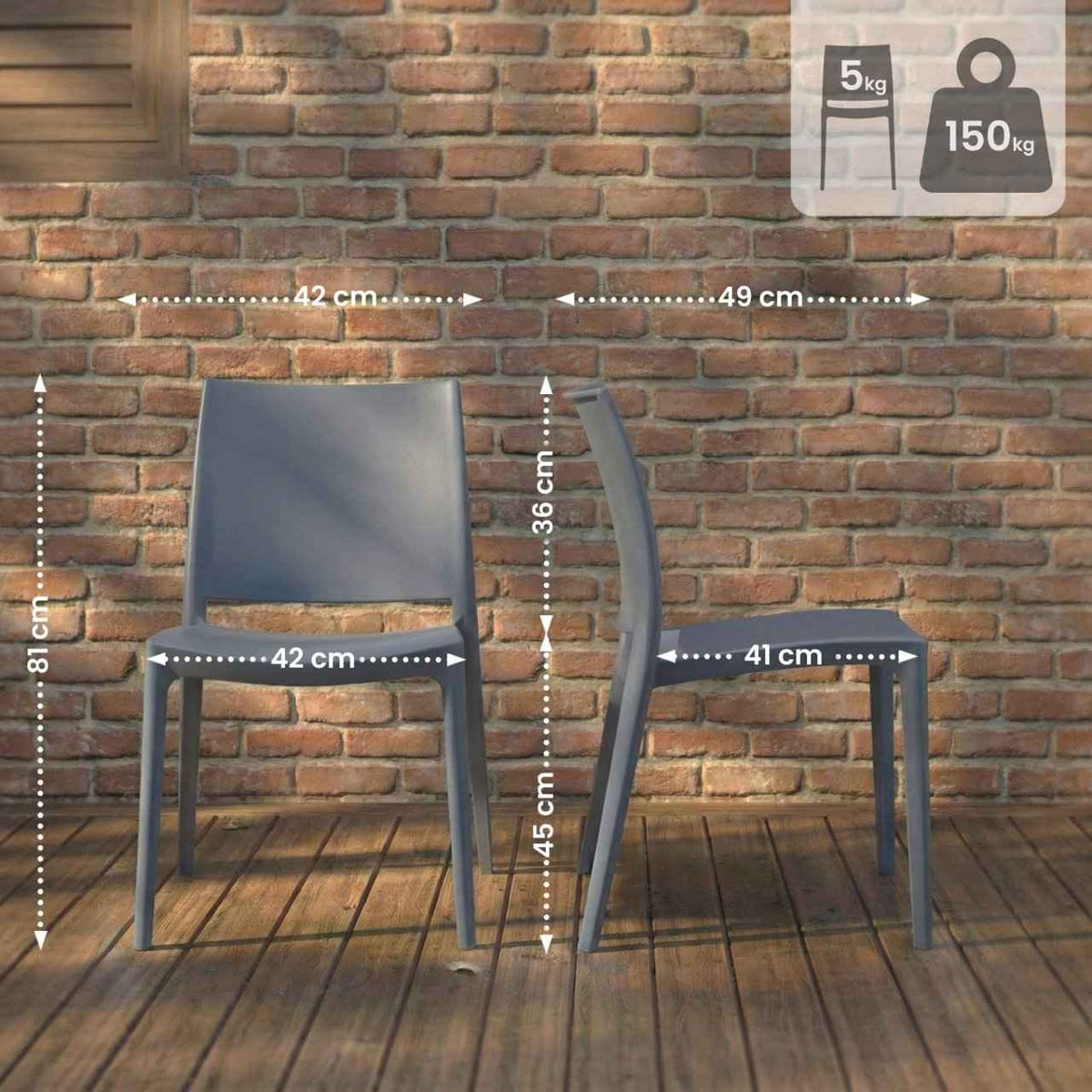 Tuinstoel Meton grijs grau