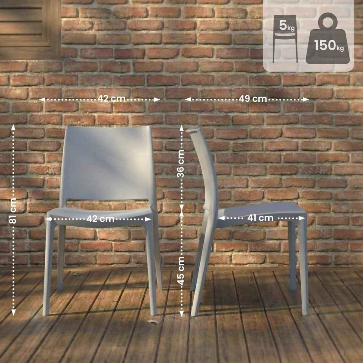 Tuinstoel Meton licht grijs hellgrau