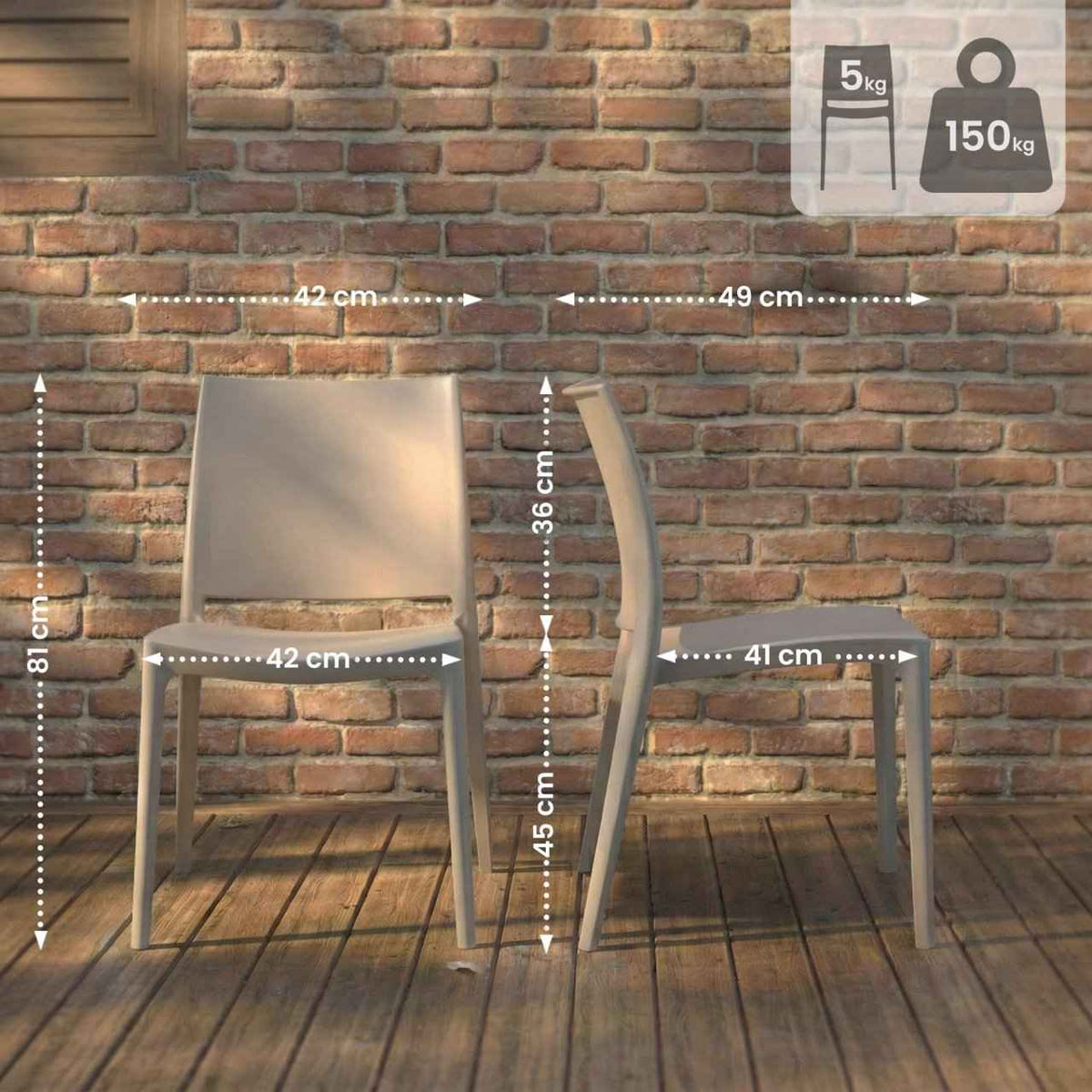 Set van 2 Tuinstoelen Meton taupe taupe