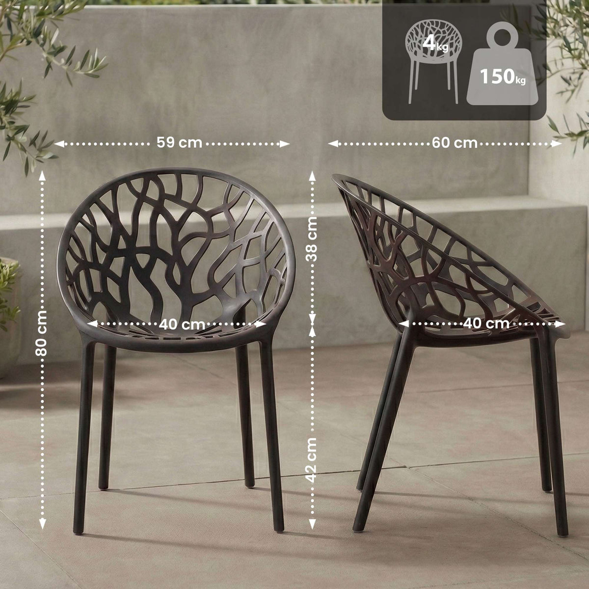 2er Set Stuhl Hope schwarz