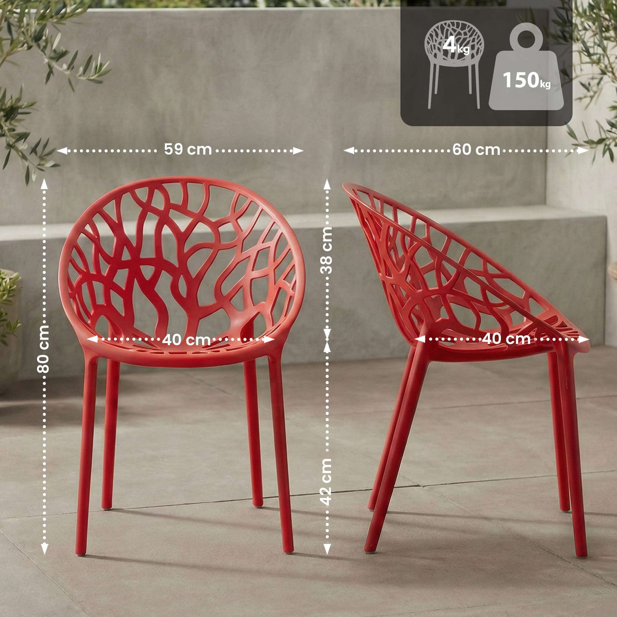 4er Set Stuhl Hope rot