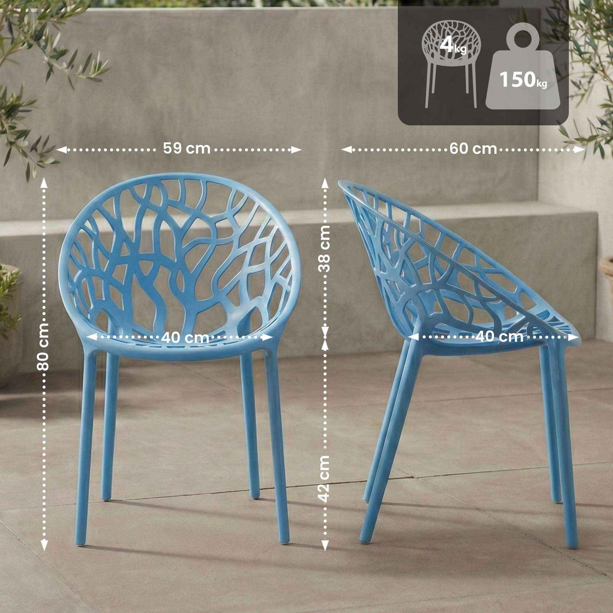 4er Set Stuhl Hope blau