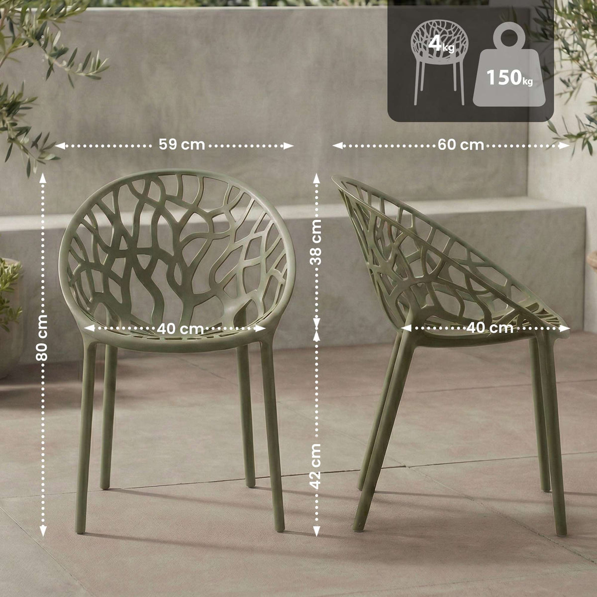 4er Set Stuhl Hope oliv