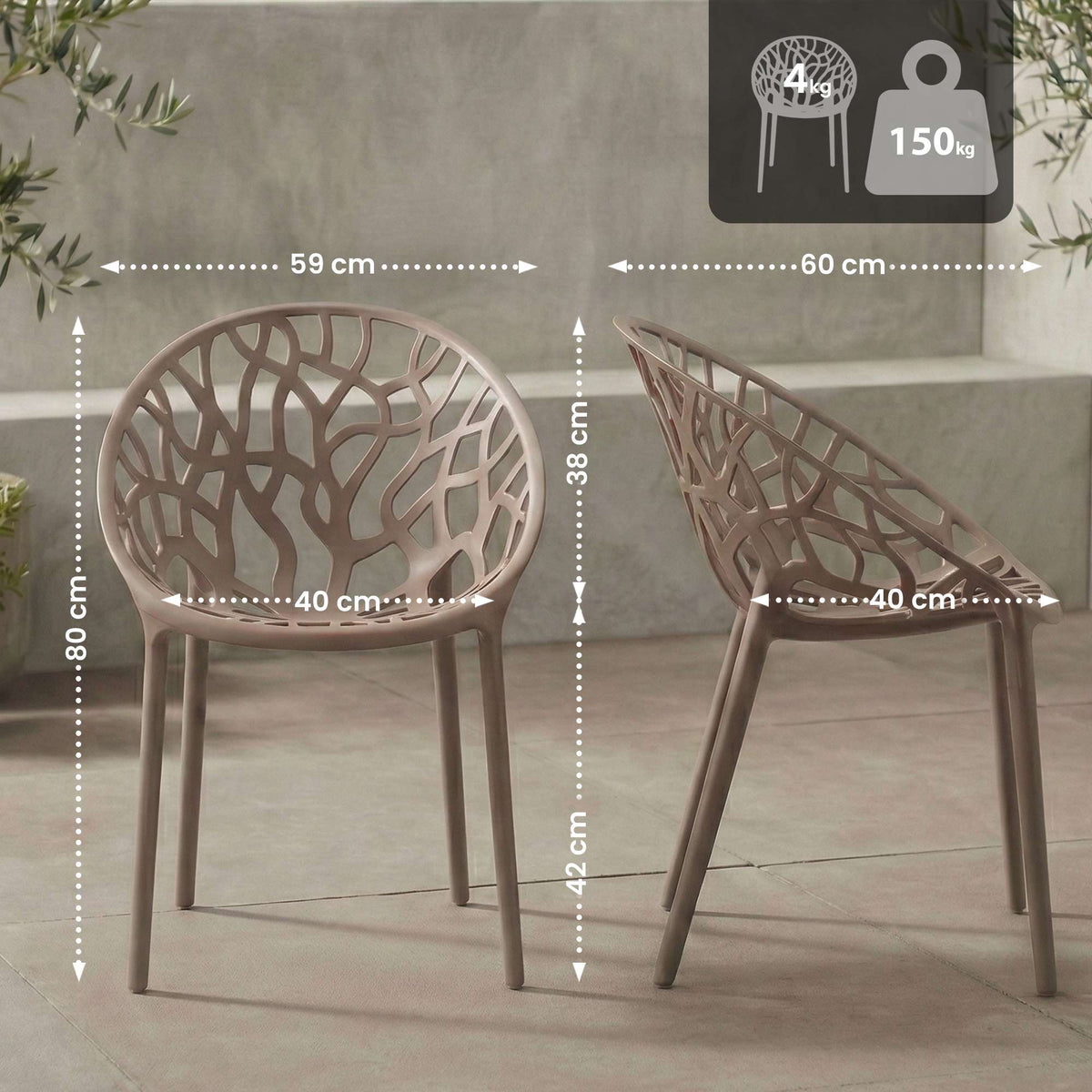 4er Set Stuhl Hope taupe