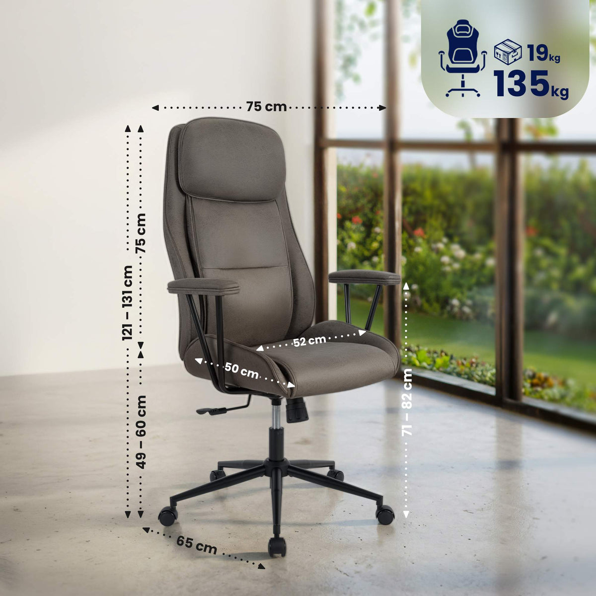 Bureaustoel Siddar antiek/grijs antik-grau