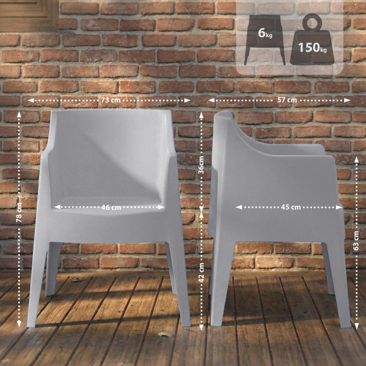 Set van 4 tuinstoelen Bartal grijs grau