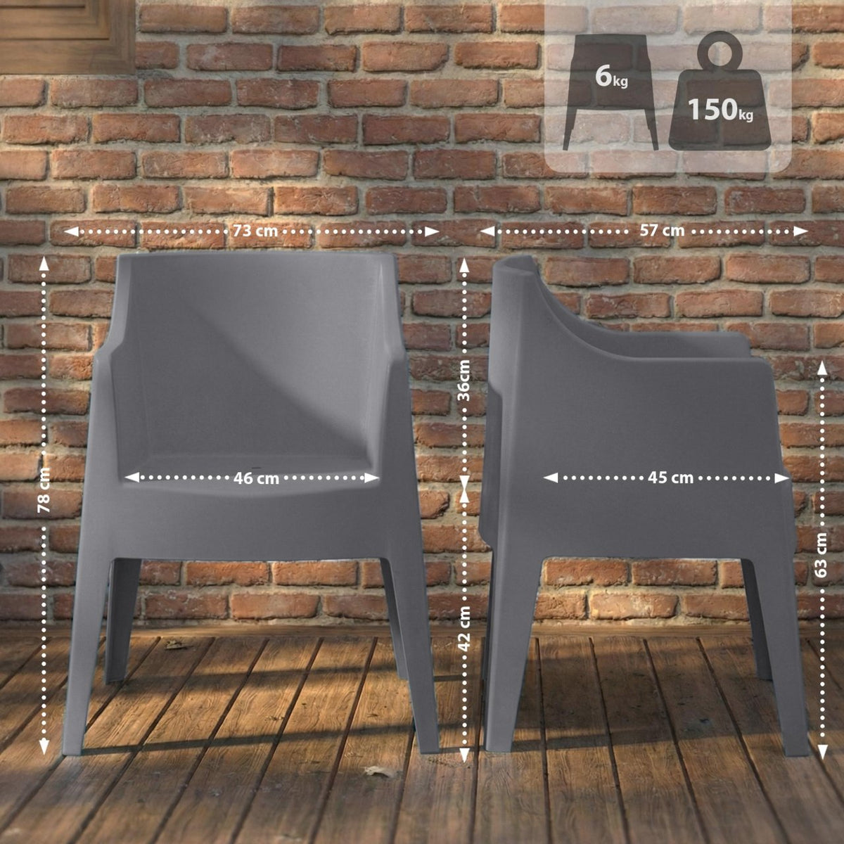 Set van 4 tuinstoelen Bartal donkergrijs dunkelgrau