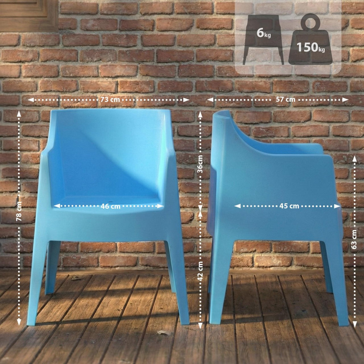 Set van 4 tuinstoelen Bartal blauw blau