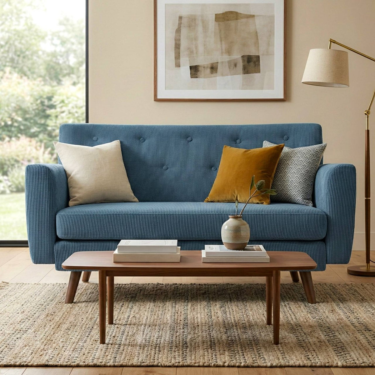 Bank Kioni ribstof blauw blau
