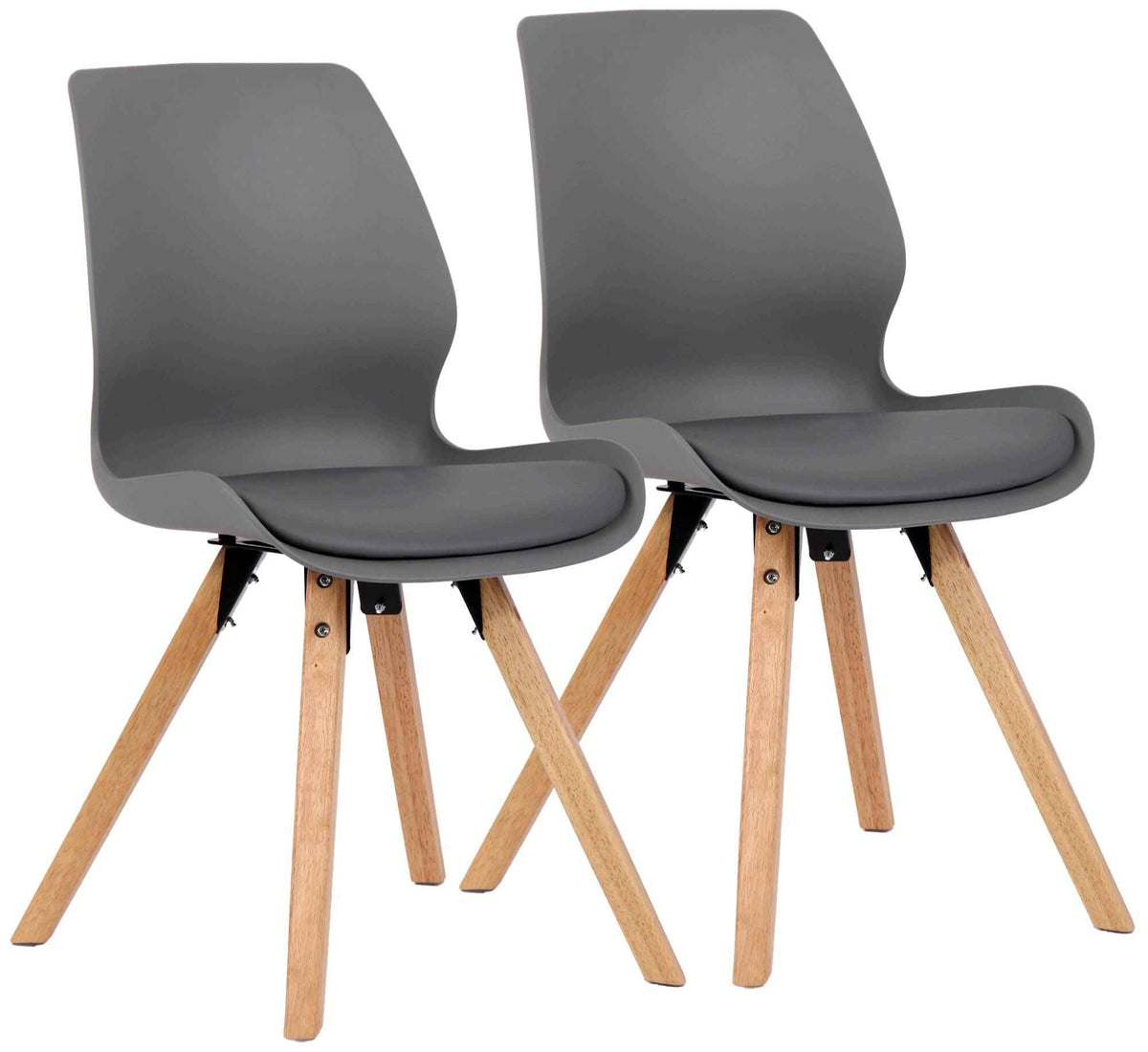 Set van 2 Eetkamerstoelen Luna grijs,Kunststof grau