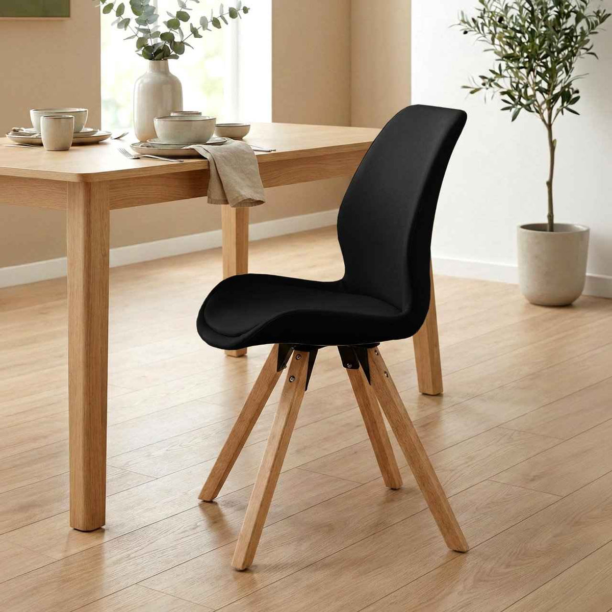 Set van 2 Eetkamerstoelen Luna zwart,Kunstleer schwarz
