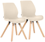 Set van 2 Eetkamerstoelen Luna creme,Kunstleer creme