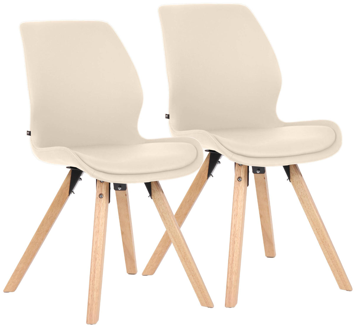 Set van 2 Eetkamerstoelen Luna creme,Kunstleer creme