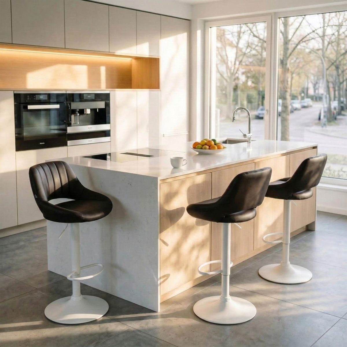 Barkruk Milet kunstleer bruin,wit braun