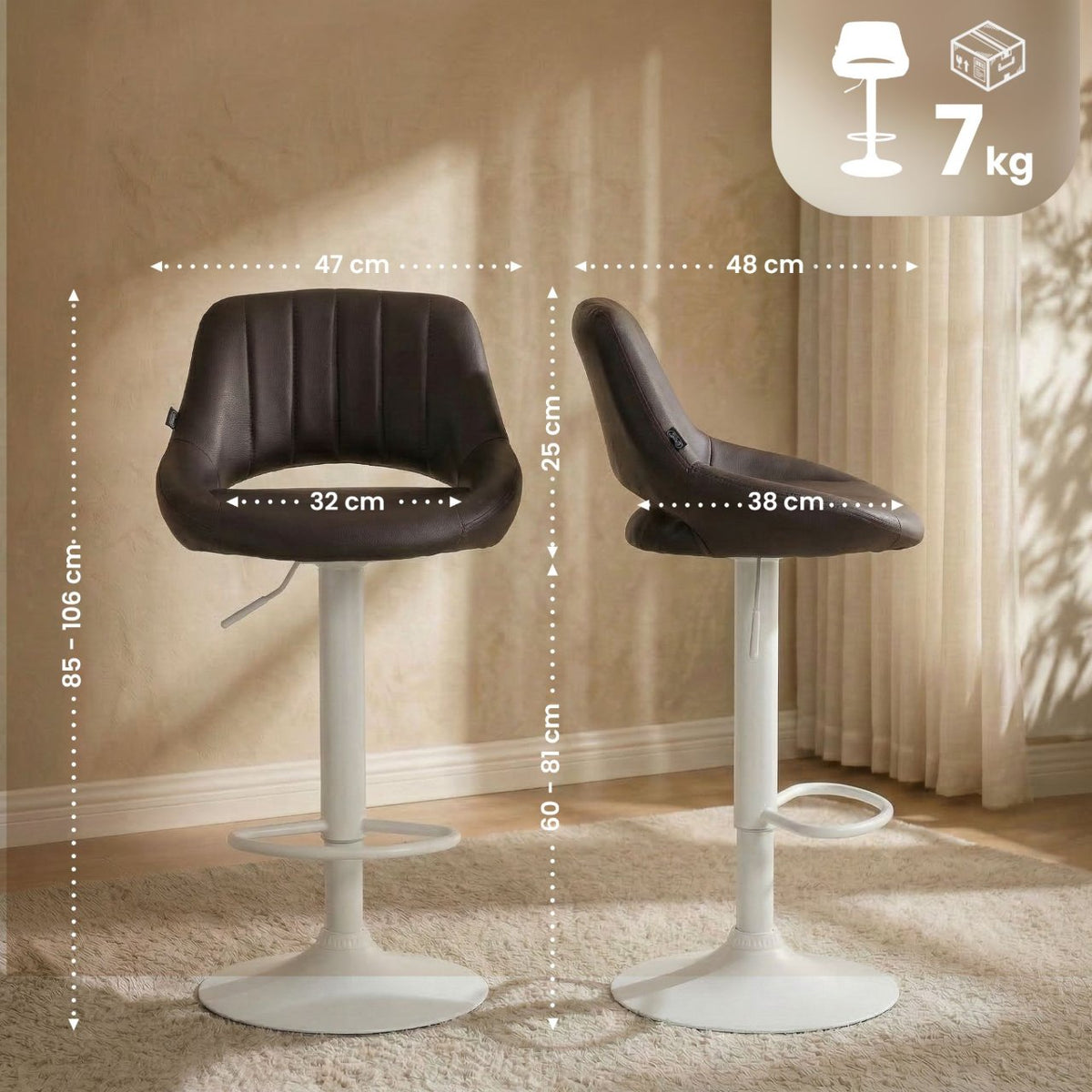 Barkruk Milet kunstleer bruin,wit braun