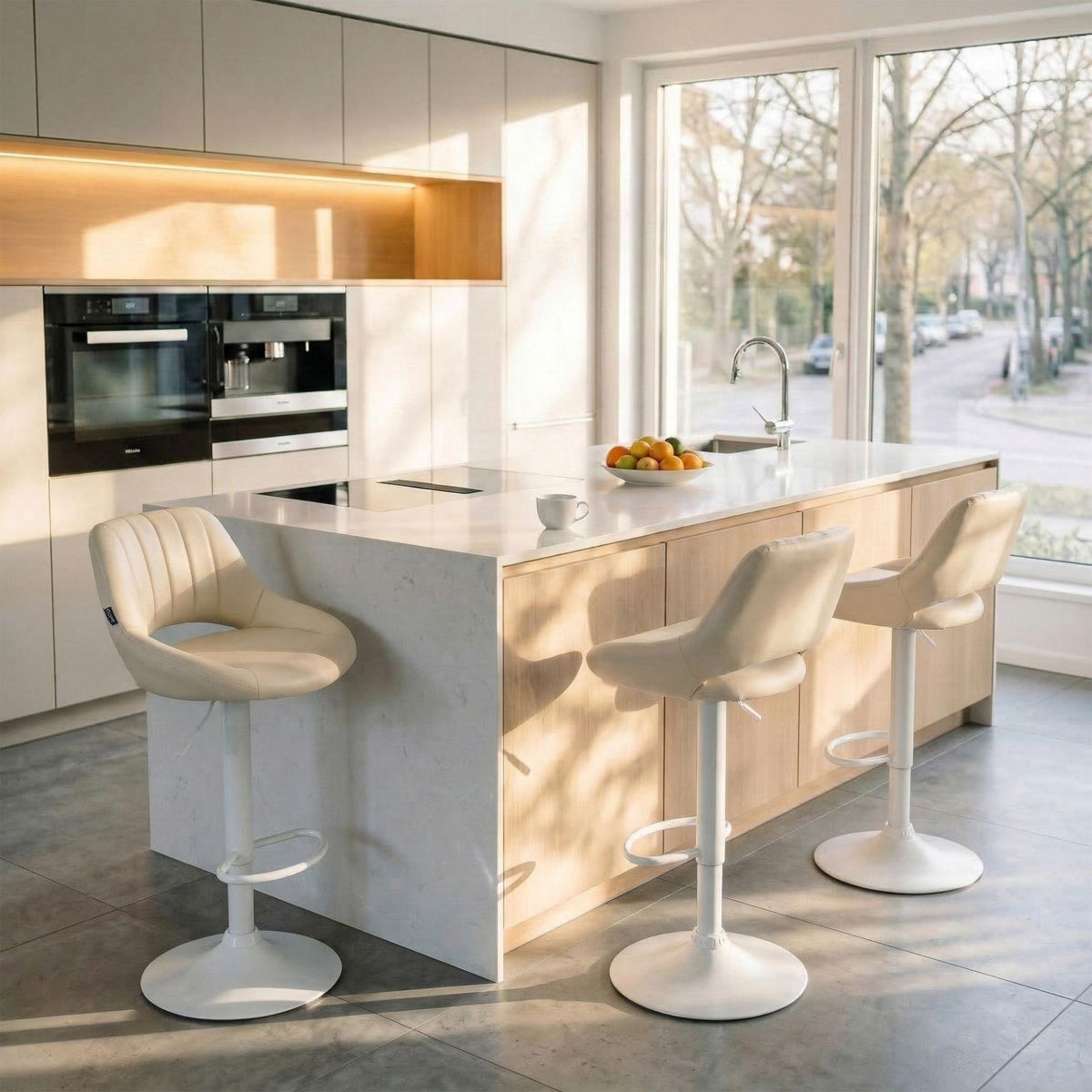 Barkruk Milet kunstleer creme,wit creme