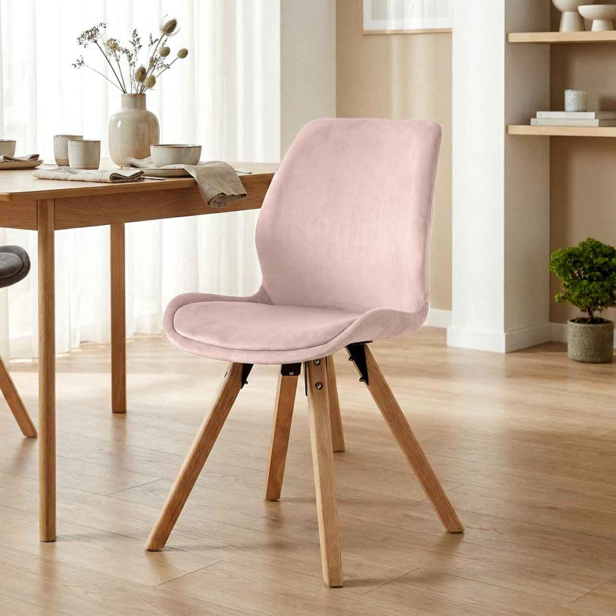 Set van 2 Eetkamerstoelen Luna roze,Fluweel pink