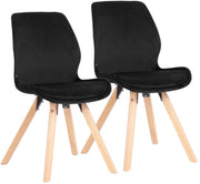 Set van 2 Eetkamerstoelen Luna zwart,Fluweel schwarz