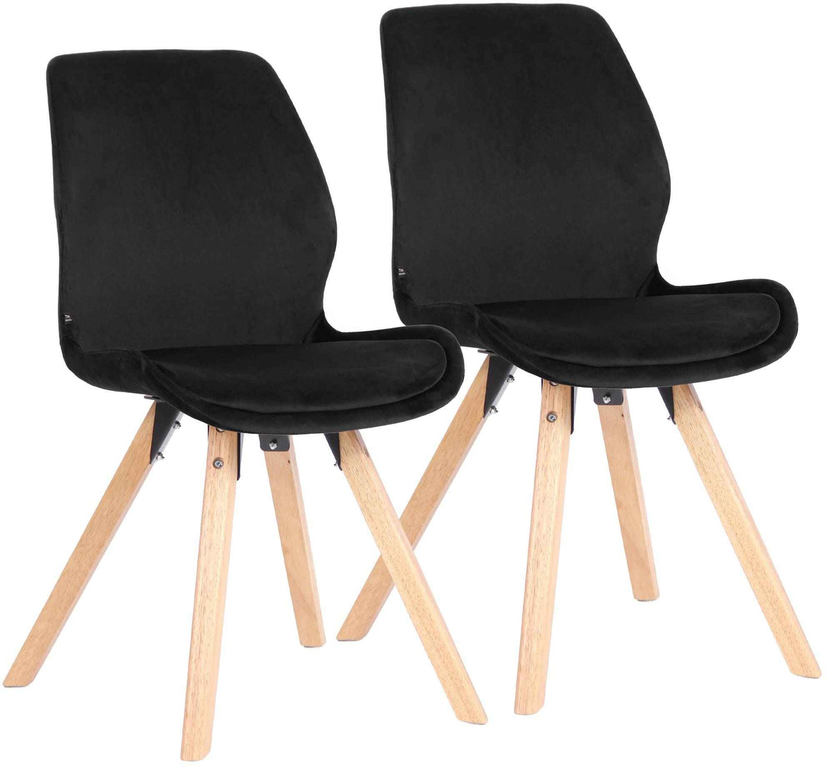 Set van 2 Eetkamerstoelen Luna zwart,Fluweel schwarz