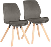 Set van 2 Eetkamerstoelen Luna grijs,Fluweel grau
