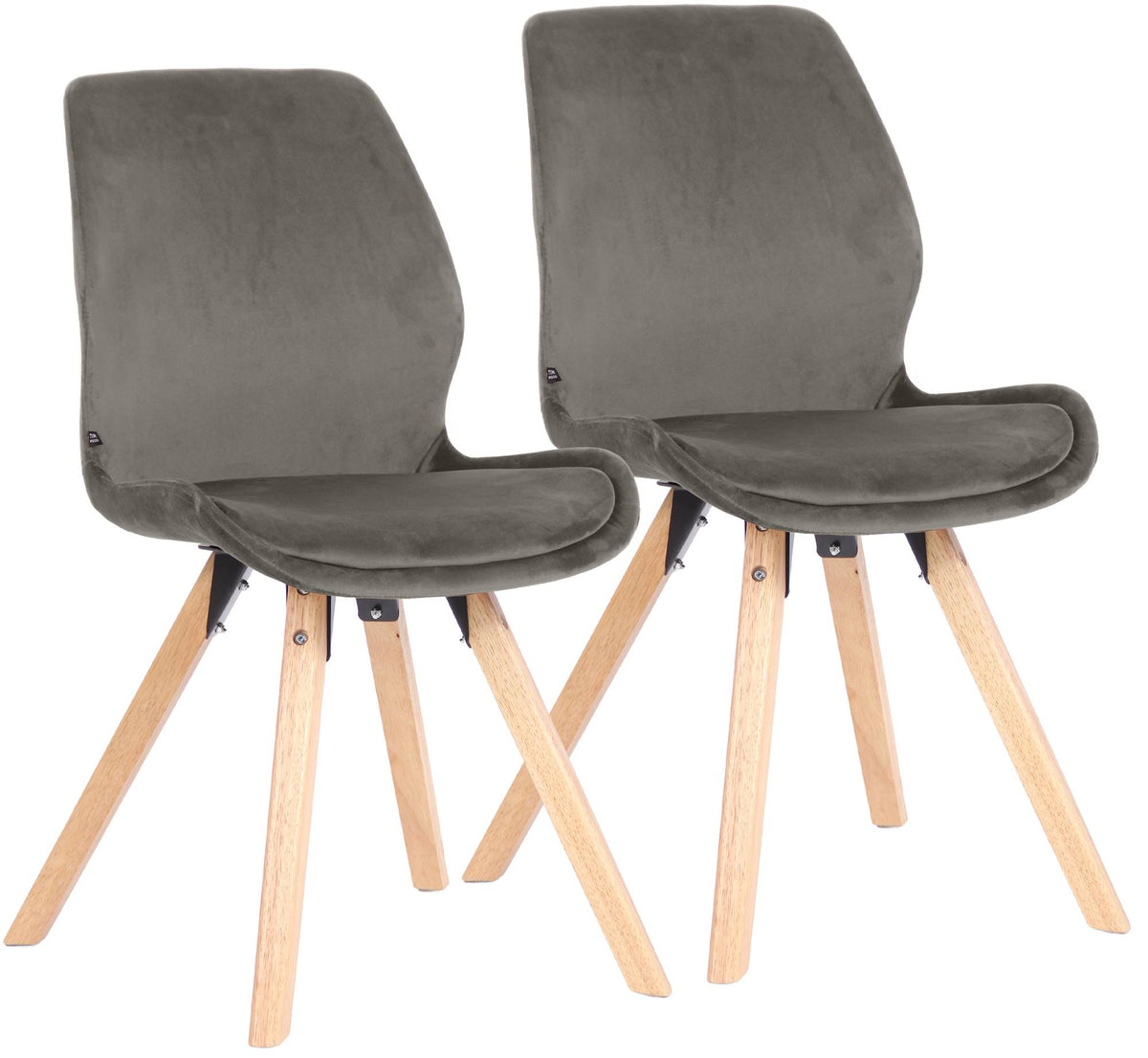 Set van 2 Eetkamerstoelen Luna grijs,Fluweel grau